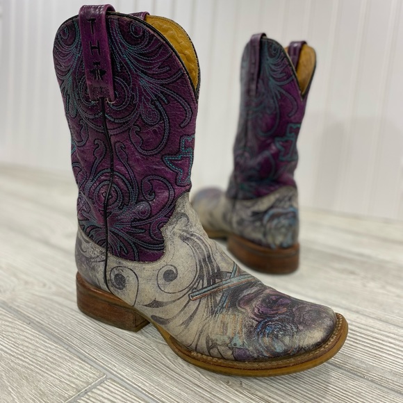 Tin Haul Shoes Tin Haul Guns N Roses Purple Embroidered Cowboy Boots Sz 9 Poshmark